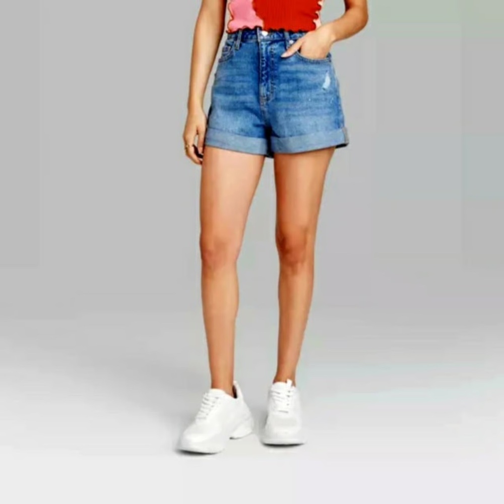 Wild Fable Super-High Rise Rolled Cuff Jean Shorts 17